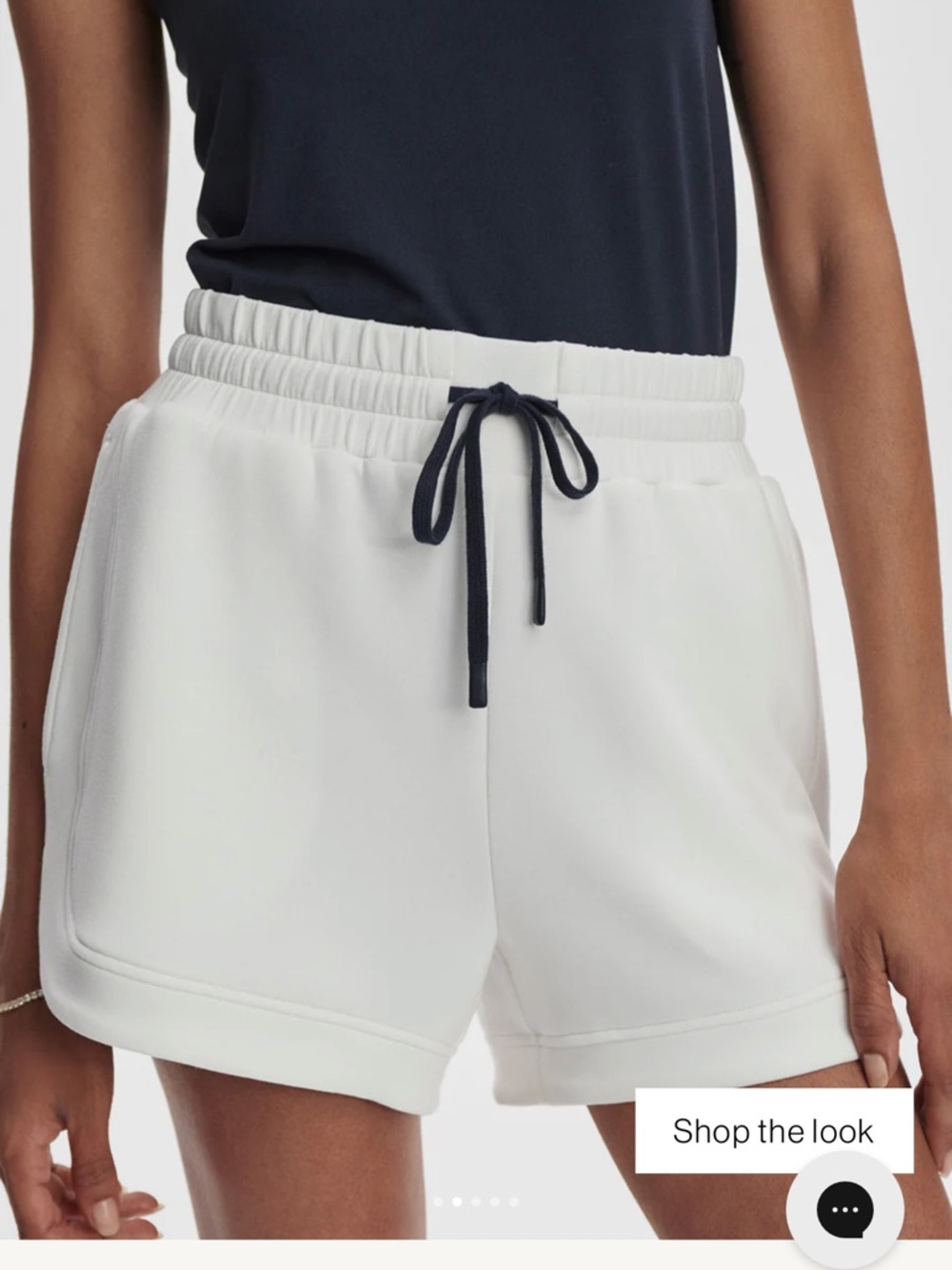 NWT Varley Ollie High-Rise Short 3.5'' Drawstring Athletic Shorts, white - Picture 2 of 6